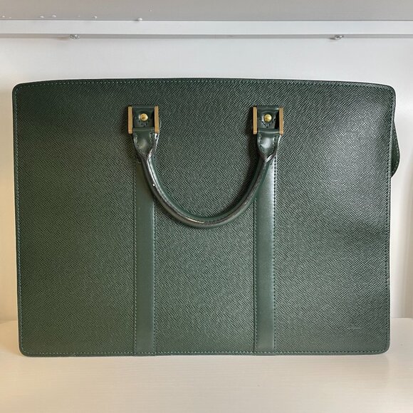 Preowned Louis Vuitton Green Taiga Porte Clement Briefcase #PE81337 - Picture 1 of 11